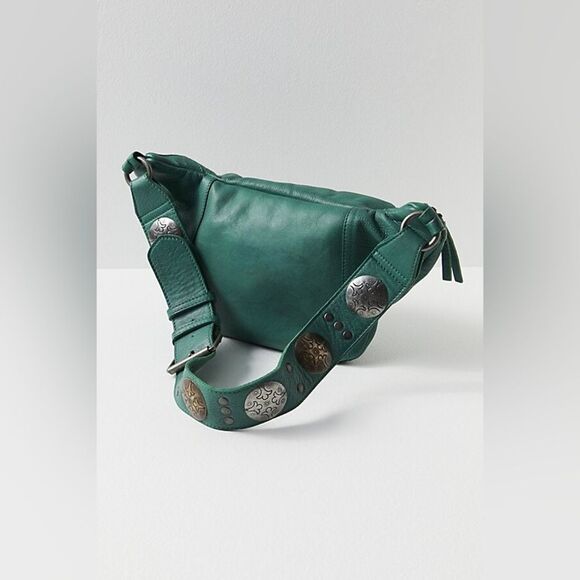 FREE PEOPLE WILDER EMBELLISHED SLING BAG GREEN - Picture 4 of 6